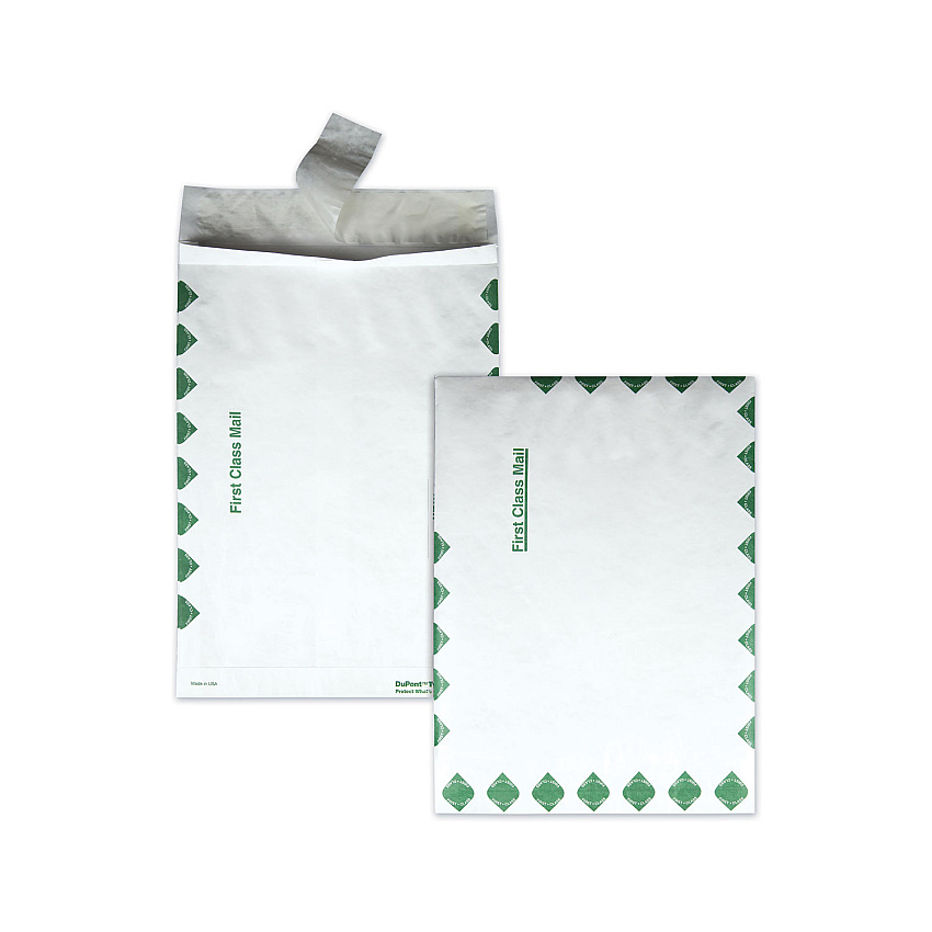 Survivor Heavy 18 lb Tyvek Open End Expansion Mailers, First Class, #13 1/2, Square Flap, Redi-Strip Closure, 10 x 13, White, 100/CT (R4210)