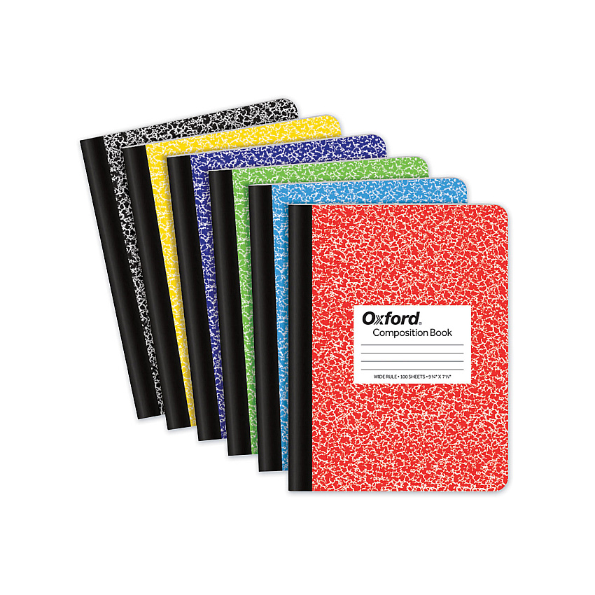 TOPS Composition Book, Wide/Legal Rule, Randomly Assorted Marble Cover, (100) 9.75 x 7.5 Sheets (63794)