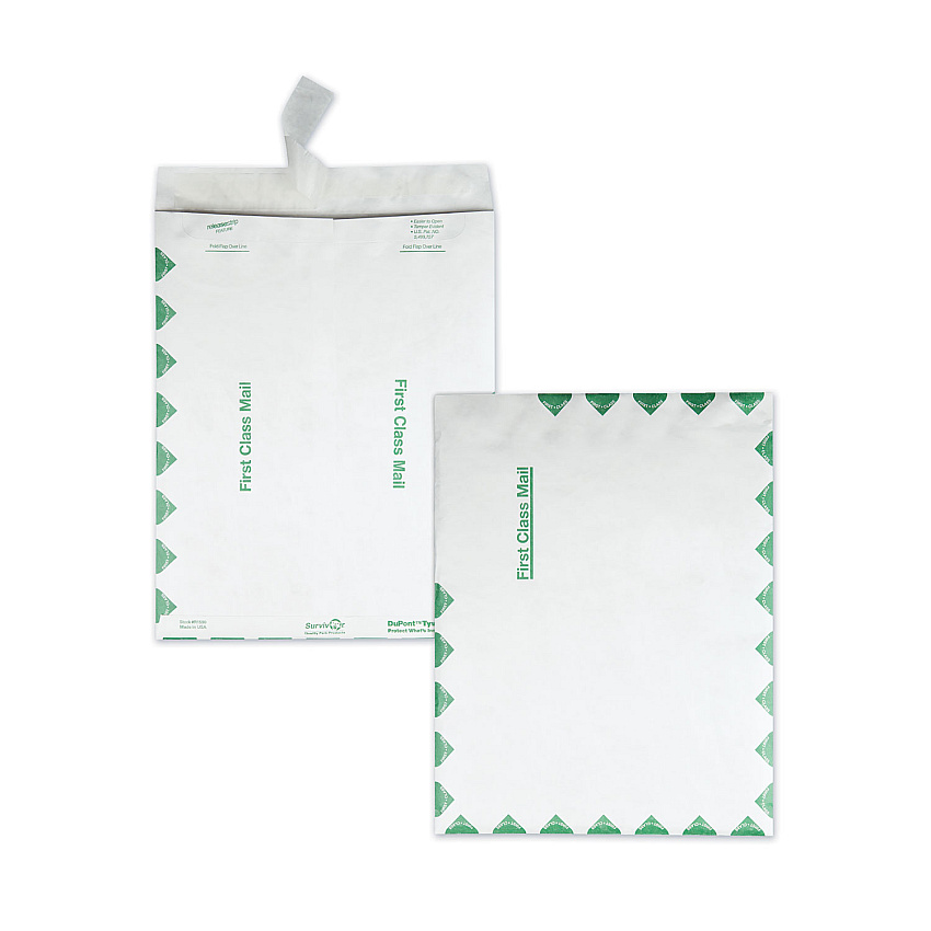 Survivor Lightweight 14 lb Tyvek Catalog Mailers, First Class, #13 1/2, Square Flap, Redi-Strip Closure, 10 x 13, White, 100/Box (R1590)