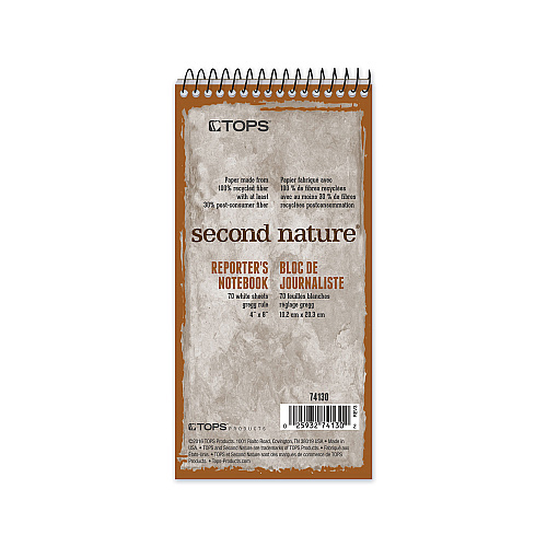 TOPS Second Nature Recycled Notepads, Gregg Rule, Randomly Assorted Cover Colors, 70 White 4 x 8 Sheets (74130)