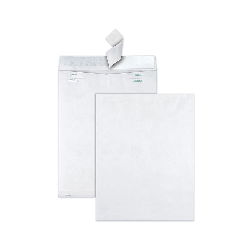 Survivor Lightweight 14 lb Tyvek Catalog Mailers, #15 1/2, Square Flap, Redi-Strip Adhesive Closure, 12 x 16, White, 100/Box (R1790)