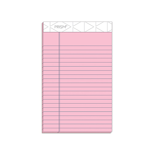 TOPS Prism + Colored Writing Pads, Narrow Rule, 50 Pastel Pink 5 x 8 Sheets, 12/Pack (63050)