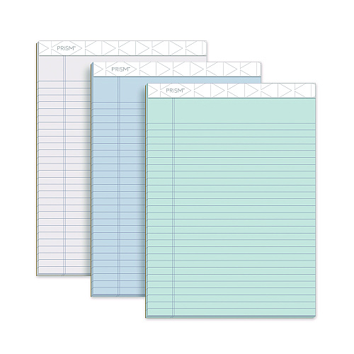 TOPS Prism + Colored Writing Pads, Wide/Legal Rule, 50 Assorted Pastel-Color 8.5 x 11.75 Sheets, 6/Pack (63116)