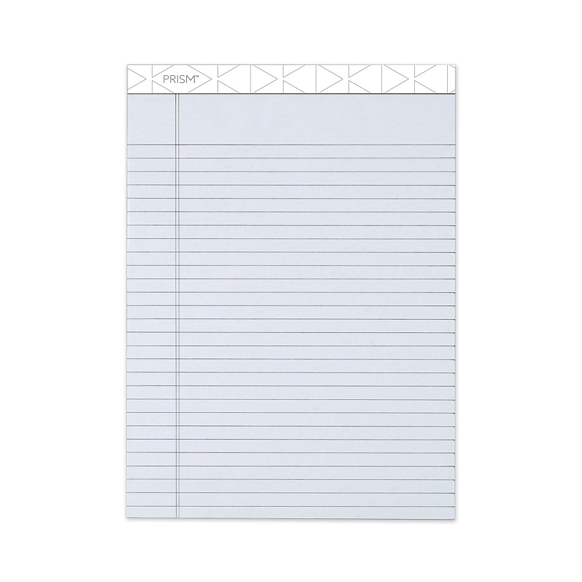 TOPS Prism + Colored Writing Pads, Wide/Legal Rule, 50 Pastel Gray 8.5 x 11.75 Sheets, 12/Pack (63160)