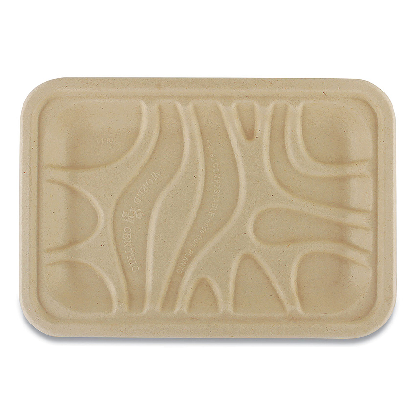 World Centric Fiber Trays, PLA Lined, PFAS Free, 1-Compartment, 8.2 x 5.7 x 0.7, Natural, Paper, 500/Carton (TRSC2SLLF)