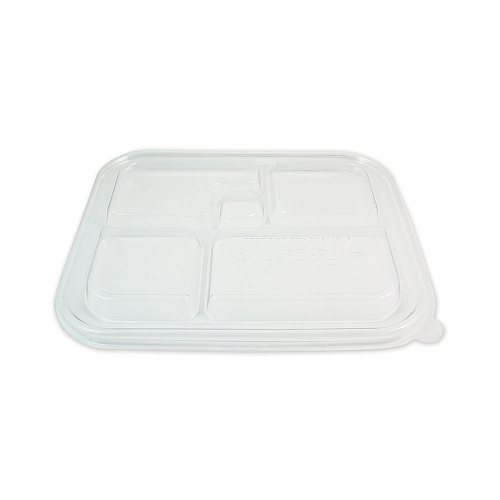 World Centric PLA Lids for Fiber Bento Box Containers, Five Compartments, 12.1 x 9.8 x 0.8, Clear, Plastic, 300/Carton (TRLCSBB)