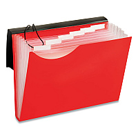 Pendaflex Seven-Pocket Poly Expanding File, 1" Expansion, 7 Sections, Elastic Cord Closure, 1/6-Cut Tabs, Letter Size, Red (67440RED)