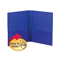 Smead Poly Two-Pocket Folder with Fasteners, 180-Sheet Capacity, 11 x 8.5, Blue, 25/Box (87726)