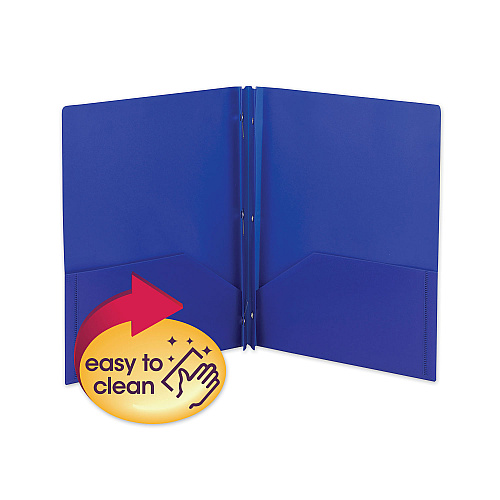 Smead Poly Two-Pocket Folder with Fasteners, 180-Sheet Capacity, 11 x 8.5, Blue, 25/Box (87726)