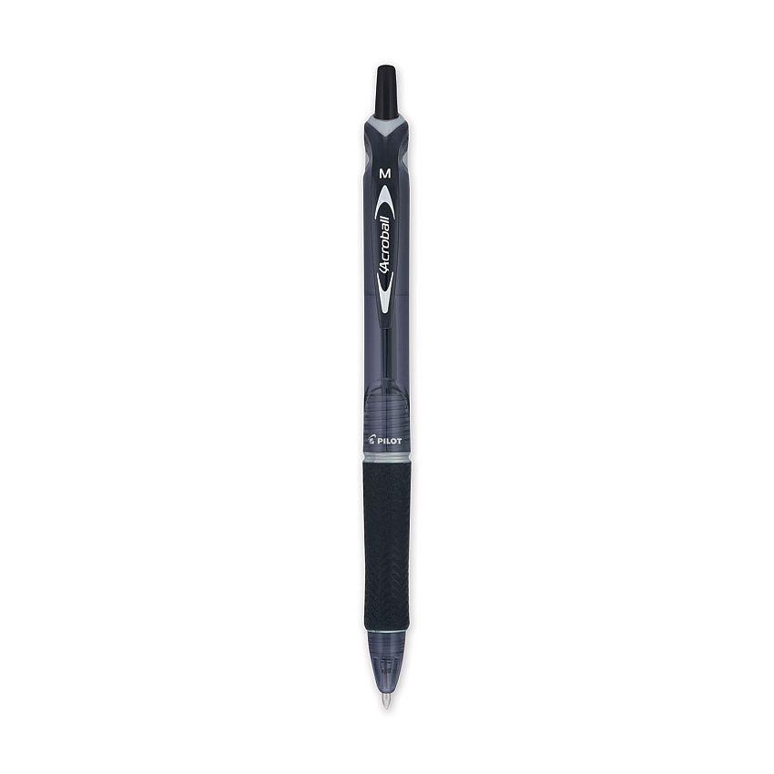 Pilot Acroball Colors Advanced Ink Hybrid Gel Pen, Retractable, Medium 1 mm, Black Ink, Smoke/Black Barrel, Dozen (31810)