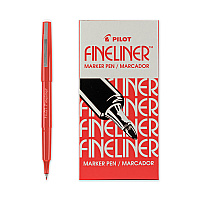 Pilot Fineliner Porous Point Pen, Stick, Fine 0.4 mm, Red Ink, Red Barrel (11015EA)
