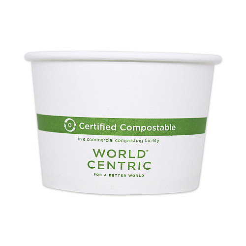 World Centric Paper Bowls, 32 oz, 4.4" Diameter x 5.8"h, White, 500/Carton (BOPA32)