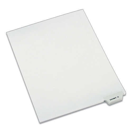 Avery-Style Preprinted Legal Bottom Tab Dividers, 26-Tab, Exhibit O, 11 x 8.5, White, 25/Pack 25 x Divider(s) - Bottom Tab(s) - Exhibit O - 1 Tab(s)/Set - 8.5" Divider Width x 11" Divider Length - Letter - 8.50" Width x 11" Length - White Paper Di (12388)