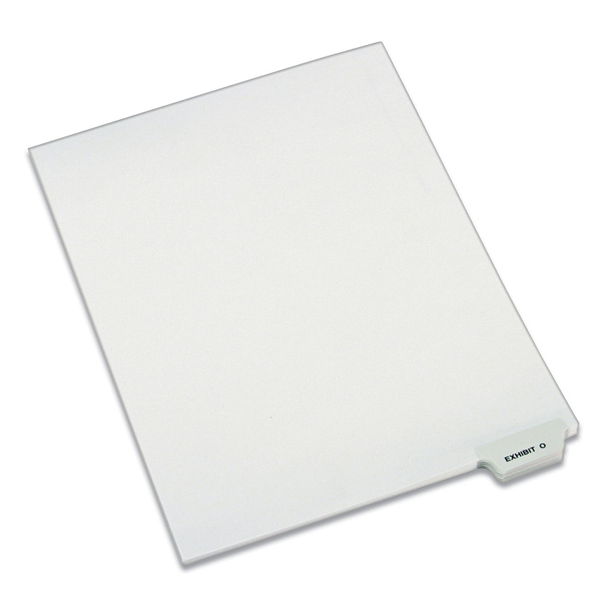 Avery-Style Preprinted Legal Bottom Tab Dividers, 26-Tab, Exhibit O, 11 x 8.5, White, 25/Pack 25 x Divider(s) - Bottom Tab(s) - Exhibit O - 1 Tab(s)/Set - 8.5" Divider Width x 11" Divider Length - Letter - 8.50" Width x 11" Length - White Paper Di (12388)