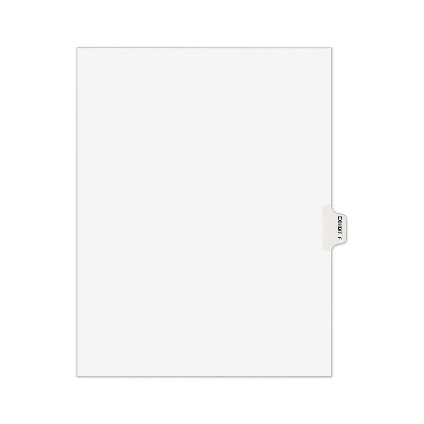 Avery-Style Preprinted Legal Side Tab Divider, 26-Tab, Exhibit F, 11 x 8.5, White, 25/Pack, (1376) (01376)