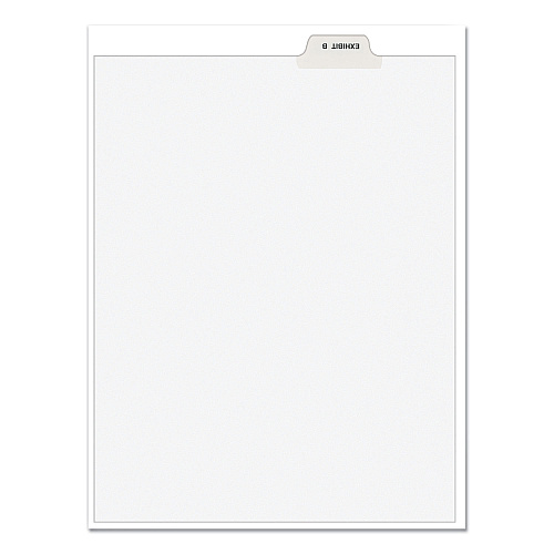 Avery-Style Preprinted Legal Bottom Tab Divider, 26-Tab, Exhibit B, 11 x 8.5, White, 25/PK 25 x Divider(s) - 25 Printed Tab(s) - Character - EXHIBIT B - 1 Tab(s)/Set - 8.5" Divider Width x 11" Divider Length - Letter - White Paper Divider - White  (11941)