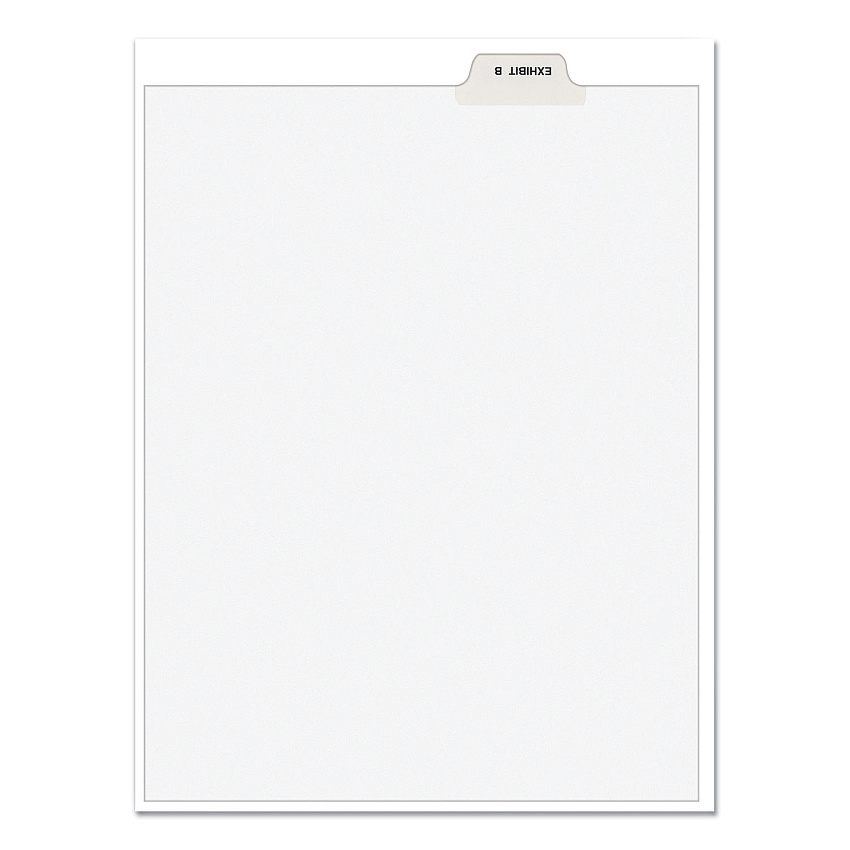 Avery-Style Preprinted Legal Bottom Tab Divider, 26-Tab, Exhibit B, 11 x 8.5, White, 25/PK 25 x Divider(s) - 25 Printed Tab(s) - Character - EXHIBIT B - 1 Tab(s)/Set - 8.5" Divider Width x 11" Divider Length - Letter - White Paper Divider - White  (11941)