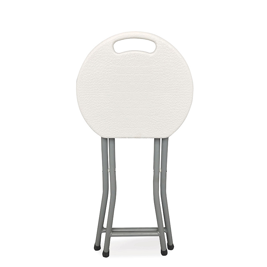 Iceberg Rough n Ready Folding Stool, Backless, Supports Up to 300 lb, 18" Seat Height, White Seat, Charcoal Base, 4/Carton (64563)