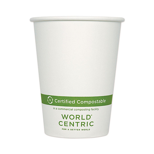 World Centric Paper Hot Cups, 12 oz, White, 1,000/Carton (CUPA12)