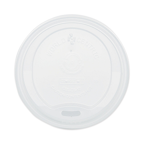 World Centric PLA Lids for Hot Cups, Fits 10 oz to 20 oz Cups, White, 1,000/Carton (CULCS12)