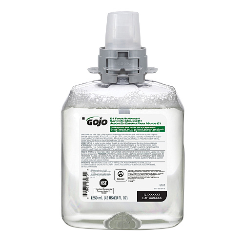 GOJO E1 Foam Handwash Refill, Fragrance-Free, 1,250 mL, 4/Carton (516704CT)