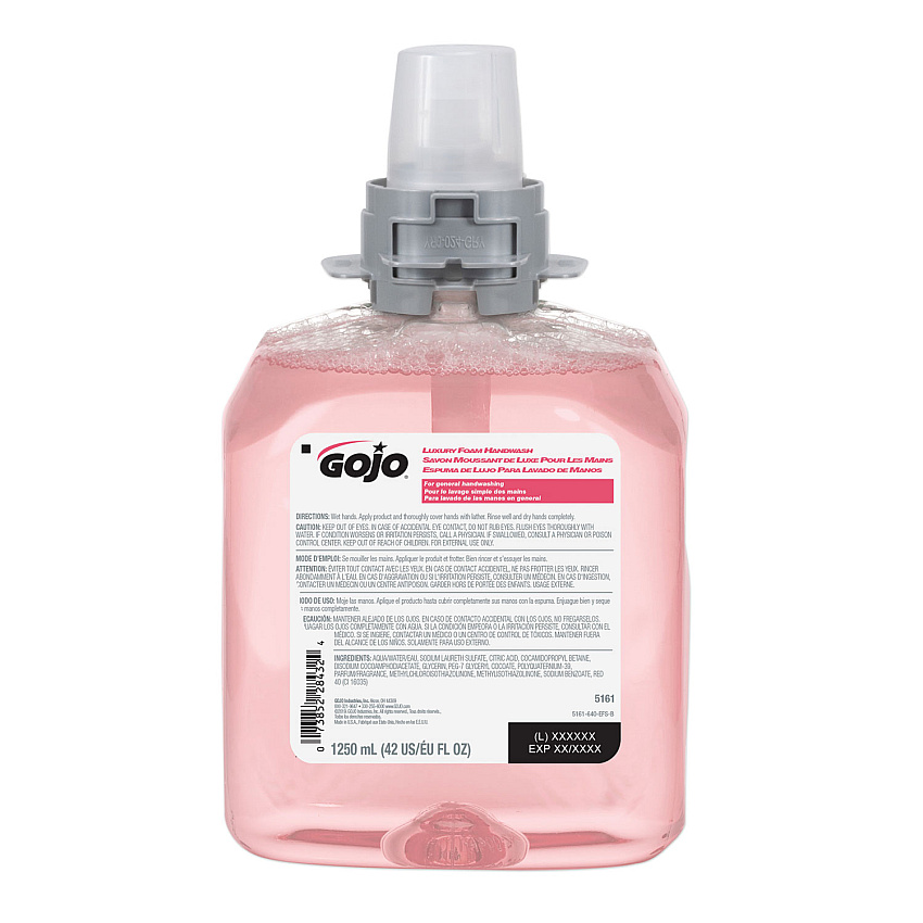 GOJO Luxury Foam Handwash Refill, For FMX-12 Dispenser, Refreshing Cranberry Scent, 1,250 mL, 4/Carton (516104CT)