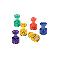 AbilityOne 7510016875678, SKILCRAFT Magnetic Pushpins, Assorted Colors, 0.38" dia x 0.5"h, 6/Pack