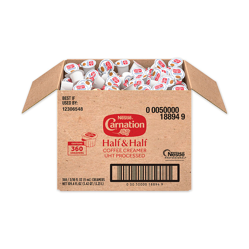Carnation Half and Half, 0.3 oz Mini Cups, 360/Carton (18894)
