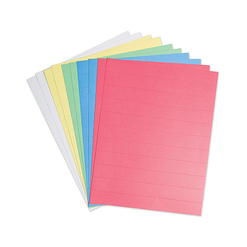 U Brands Data Card Replacement Sheet, 8.5 x 11 Sheets, Perforated at 1", Assorted, 10/Pack (FM1614)