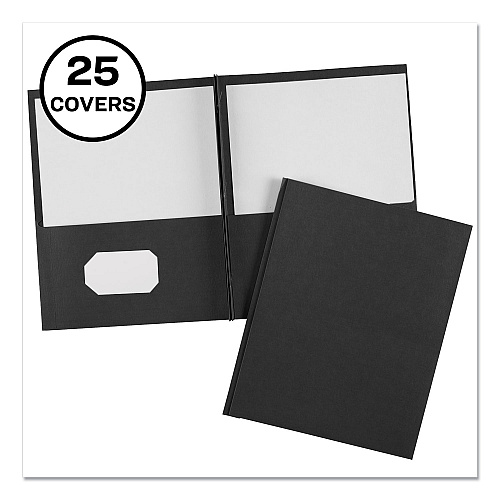 Avery Two-Pocket Folder, Prong Fastener, 0.5" Capacity, 11 x 8.5, Black, 25/Box (47978)