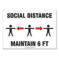 Accuform Social Distance Signs, Wall, 14 x 10, 