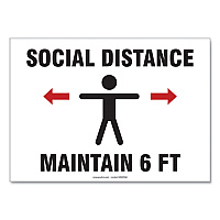 Accuform Social Distance Signs, Wall, 14 x 10, 