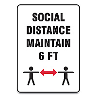 Accuform Social Distance Signs, Wall, 7 x 10, 