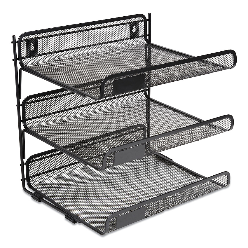 TRU RED Side-Load Open Design Wire Mesh Horizontal Document Organizer, 3 Sections, Letter-Size, 13.78 x 11.22 x 13.38, Matte Black (24402462)