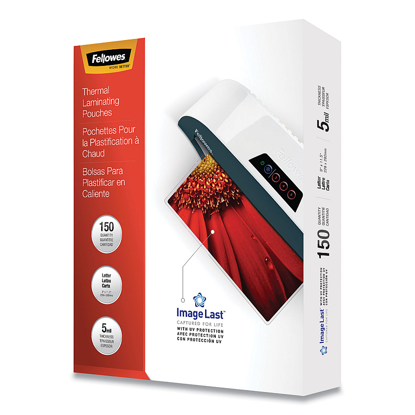 Fellowes ImageLast Laminating Pouches with UV Protection, 5 mil, 9" x 11.5", Clear, 150/Pack (5204007)