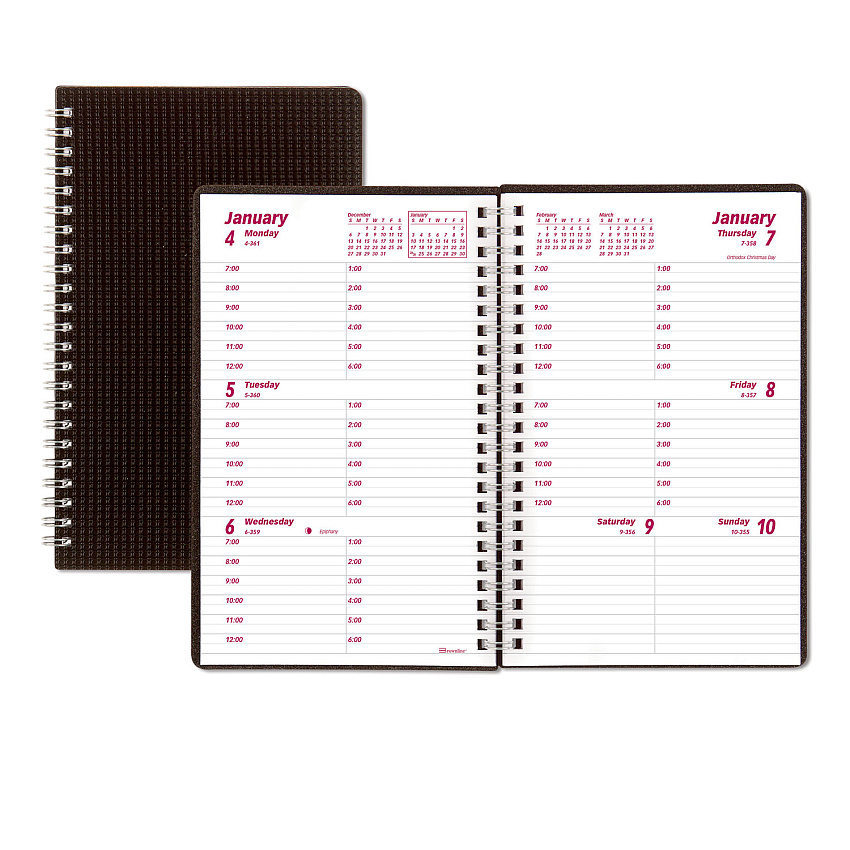 Brownline DuraFlex Weekly Planner, 8 x 5, Black Cover, 12-Month (Jan to Dec): 2026 (CB75VBLK)