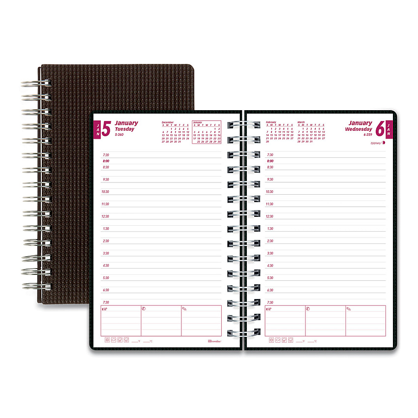 Brownline DuraFlex Daily Planner, 8 x 5, Black Cover, 12-Month (Jan to Dec): 2026 (CB634VBLK)
