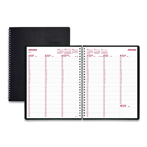 Brownline DuraFlex Weekly Planner, 11 x 8.5, Black Cover, 12-Month (Jan to Dec): 2026 (CB950VBLK)