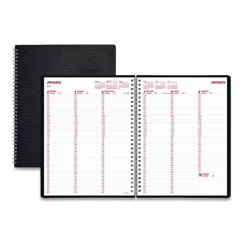 Brownline DuraFlex Weekly Planner, 11 x 8.5, Black Cover, 12-Month (Jan to Dec): 2026 (CB950VBLK)