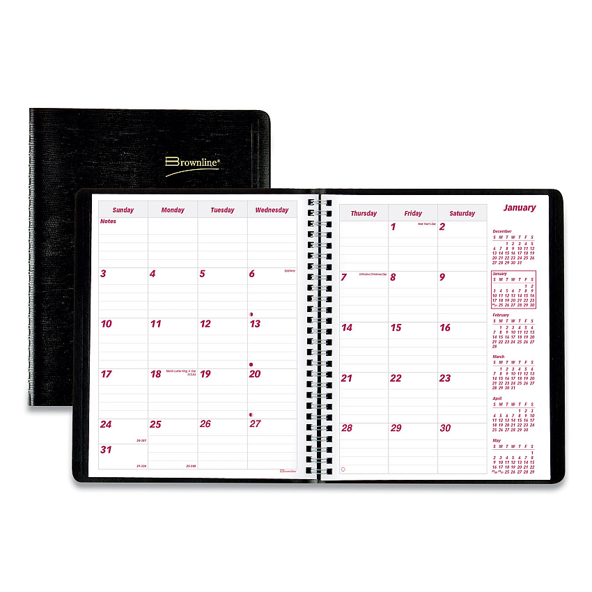 Brownline Essential Collection 14-Month Ruled Monthly Planner, 8.88 x 7.13, Black Cover, 14-Month: Dec 2025 to Jan 2027 (CB1200BLK)