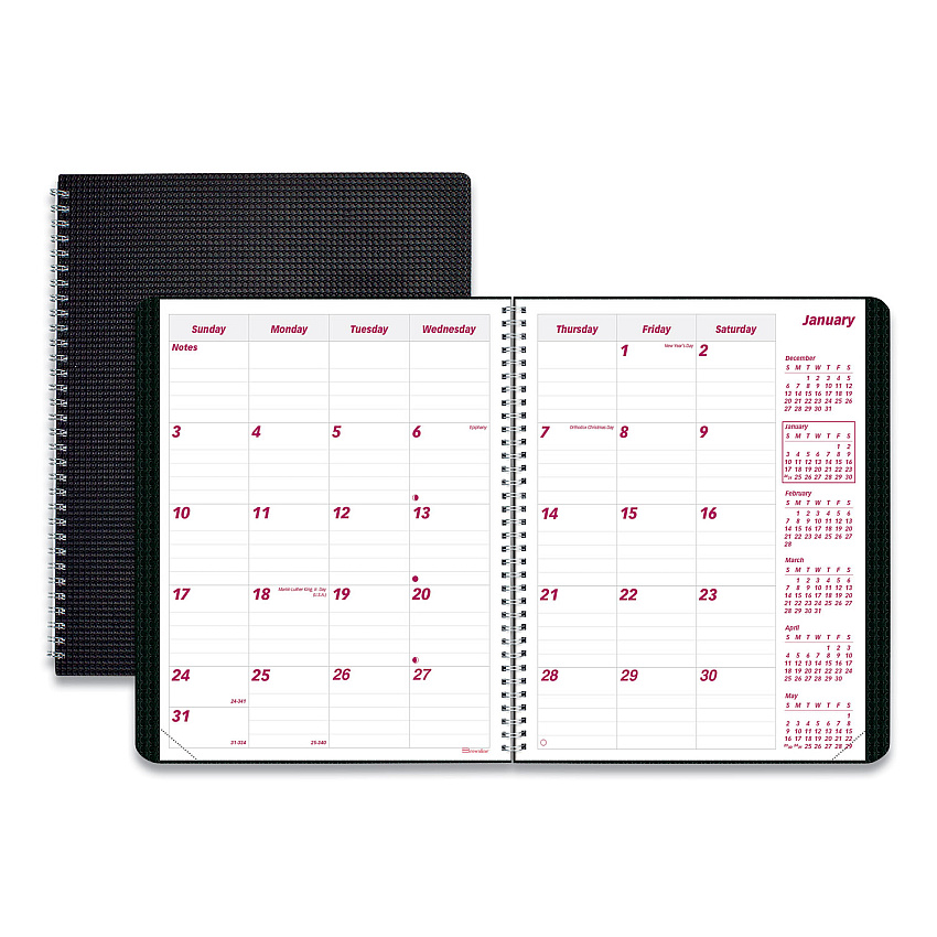 Brownline DuraFlex 14-Month Planner, 8.88 x 7.13, Black Cover, 14-Month: Dec 2025 to Jan 2027 (CB1200VBLK)