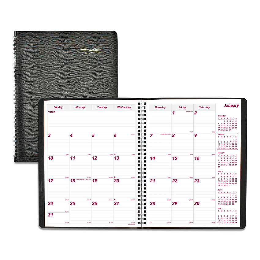 Brownline Essential Collection 14-Month Ruled Monthly Planner, 11 x 8.5, Black Cover, 14-Month: Dec 2025 to Jan 2027 (CB1262BLK)