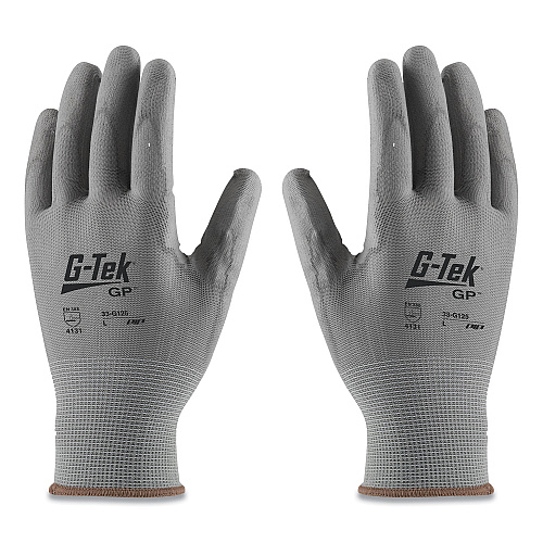G-Tek GP Polyurethane-Coated Nylon Gloves, Small, Gray, 12 Pairs (33G125S)