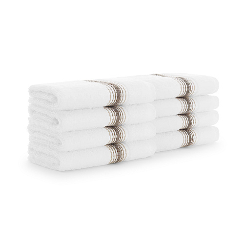 Aston & Arden Turkish Striped Washcloth 13x13 Sand - Pack Of 8 (WC-STT-1313-1.75-SND)