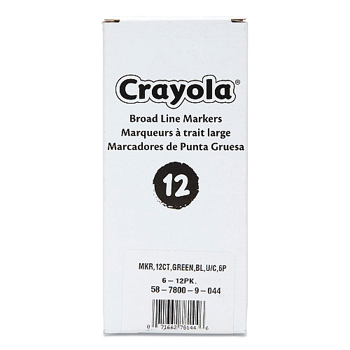 Crayola Broad Line Washable Markers, Broad Bullet Tip, Green, 12/Box (587800044)