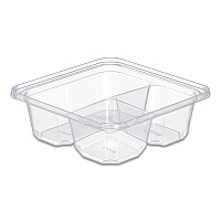 Tamperguard Snack Boxes, 3-compartment, 6.3 X 6.3 X 2.1, Clear, Plastic, 300/carton