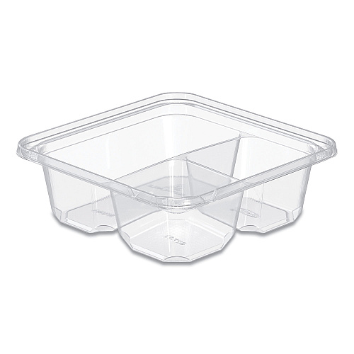 Tamperguard Snack Boxes, 3-compartment, 6.3 X 6.3 X 2.1, Clear, Plastic, 300/carton