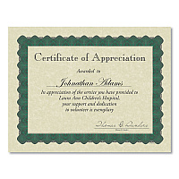 Great Papers! Metallic Border Certificates, 11 x 8.5, Ivory/Green with Green Border, 100/Pack (934200)