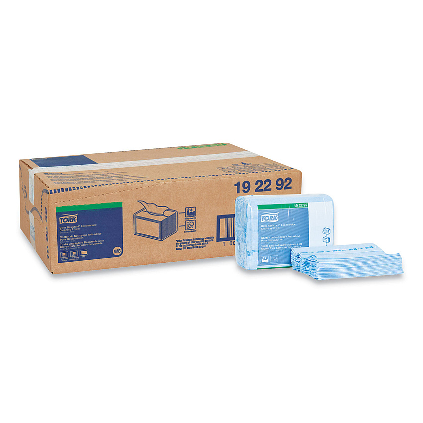 Tork&reg; Small Pack Foodservice Cloth, 1-Ply, Blue, 50 Cloths, 4 Packs (192292)