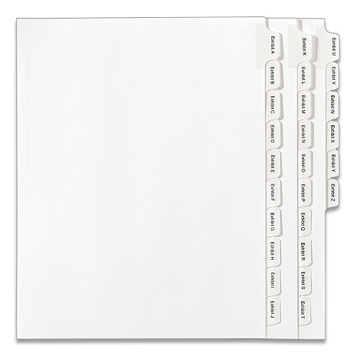 Avery Preprinted Legal Exhibit Side Tab Index Dividers, Allstate Style, 26-Tab, Exhibit A to Exhibit Z, 11 x 8.5, White, 1 Set (82105)
